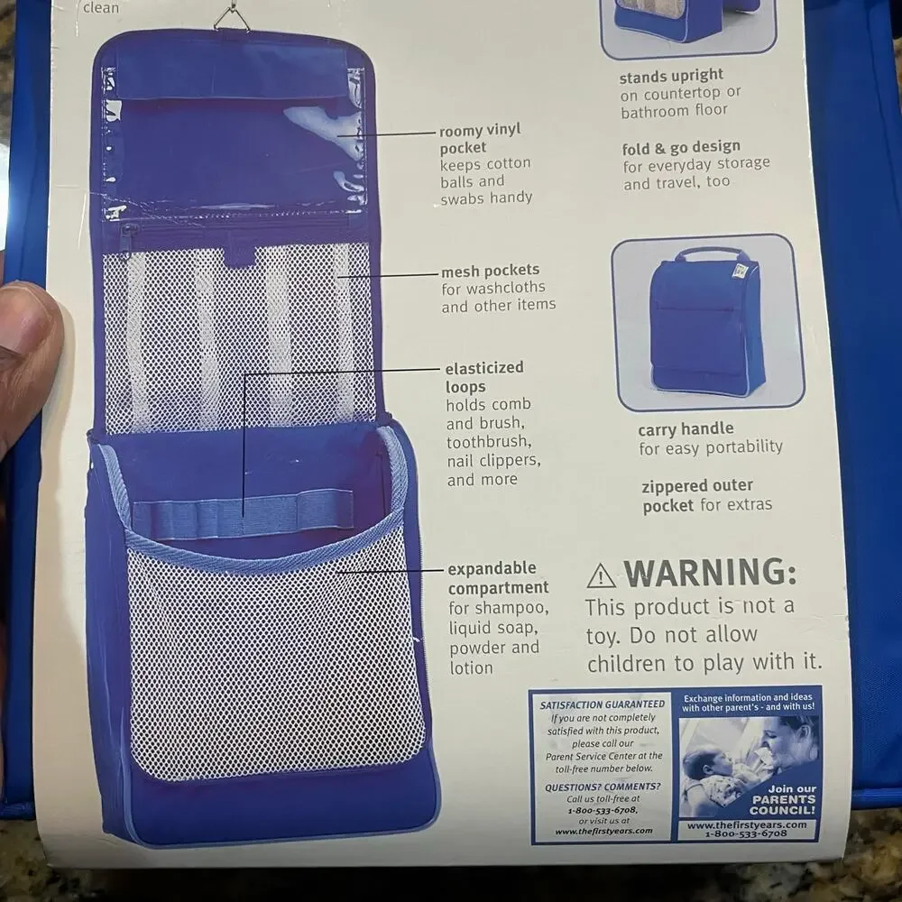 New Vintage The First Years Fold Away‎ Baby Bath Caddy Blue Portable Organizer